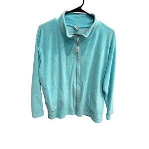 Can Do Fashions Womens Light Blue Full Zip Collared Jacket SZ Small
